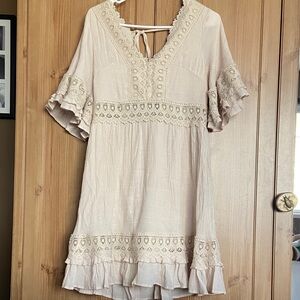 Blu Ivy Renaissance Lace Dress Cream L Like New